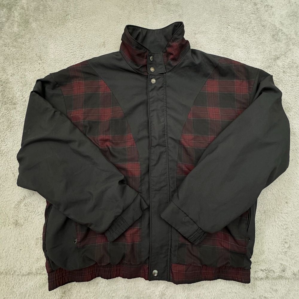 Men's Black and Red Plaid Windbreaker